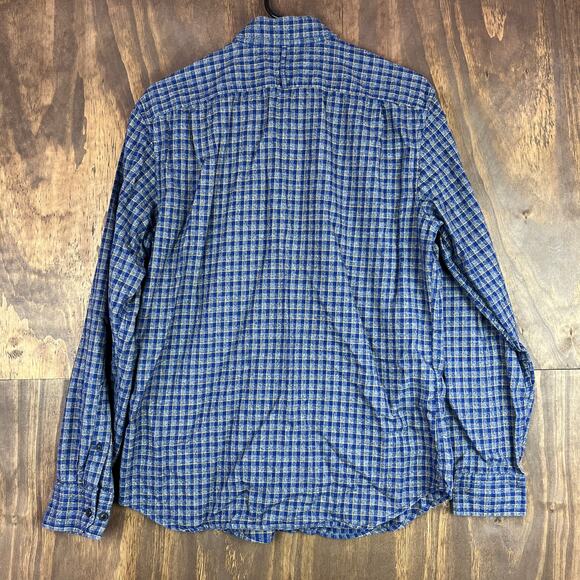 Banana Republic Mens Shirt Blue Plaid Luxe Flannel Button Down Camden Fit M - Picture 11 of 13